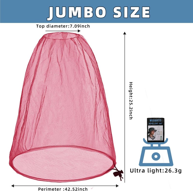 JayruiMice 2 Pack Ultra Large Mosquito Net 42x25 Inches Mosquito Head Net Oversized Insect Netting Bug Fits Most Hats for Gardening Hiking Fishing Traveling(Pink) - Image 2